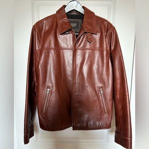 COACH Men’s Brown Leather Jacket. Mid length. Medium. Needs new insert pin